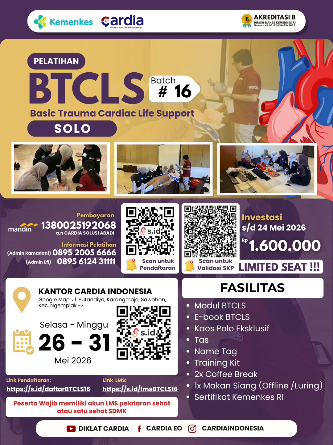 Gambar Pelatihan Basic Trauma Cardiac Life Support (BTCLS) Batch 16
